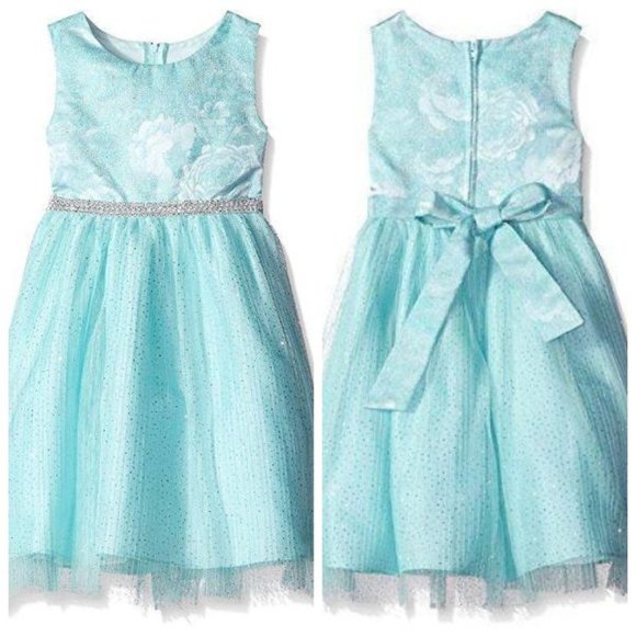 Rare Editions | Dresses | Rare Editions Girls 2t Aqua Floral Brocade Tulle  Ballerina Dress Pleated Nwt | Poshmark